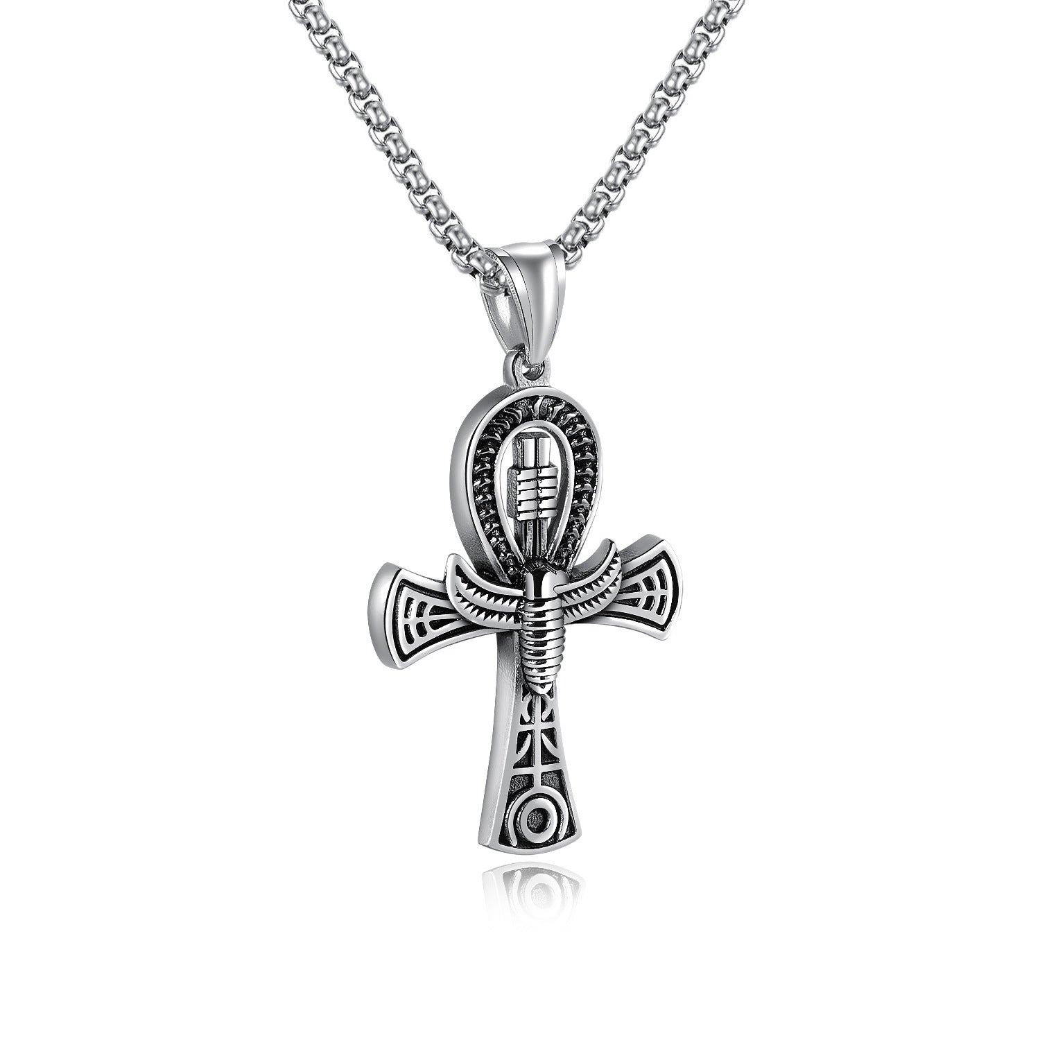 Wholesale Retro Hip Hop Stainless Steel Skull Necklace Bohemian Style
